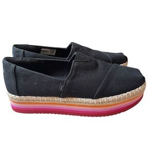 Toms Black Espadrilles with Colorful Platform
